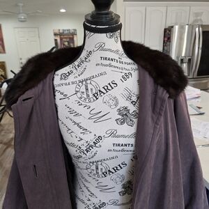 Chic Women's MochaTrench Coat with Fur Collar.  Fur Removes From Entire Coat